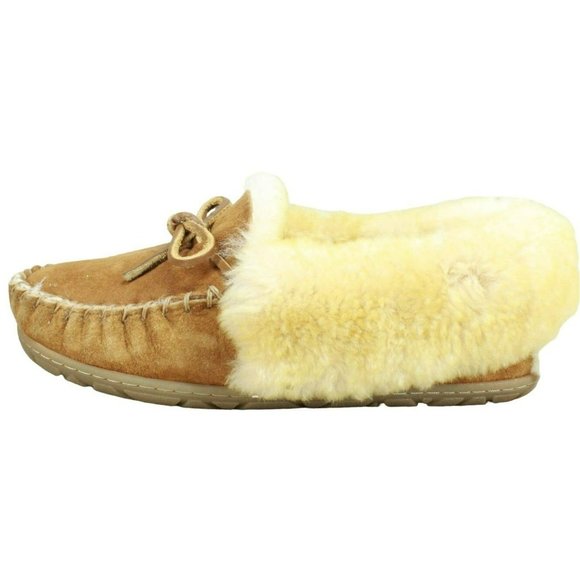 L.L. Bean Shoes - LL Bean Brown Suede Wicked Good Shearling Lined Moccasin Slippers Size 9 M